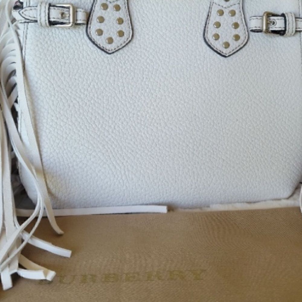 BABY BANNER WHITE STUDDED FRINGE TOTE - Picture 10 of 17